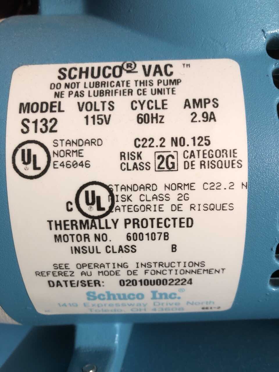 Schuco S132 Suction Pump Nws Medical Scientific