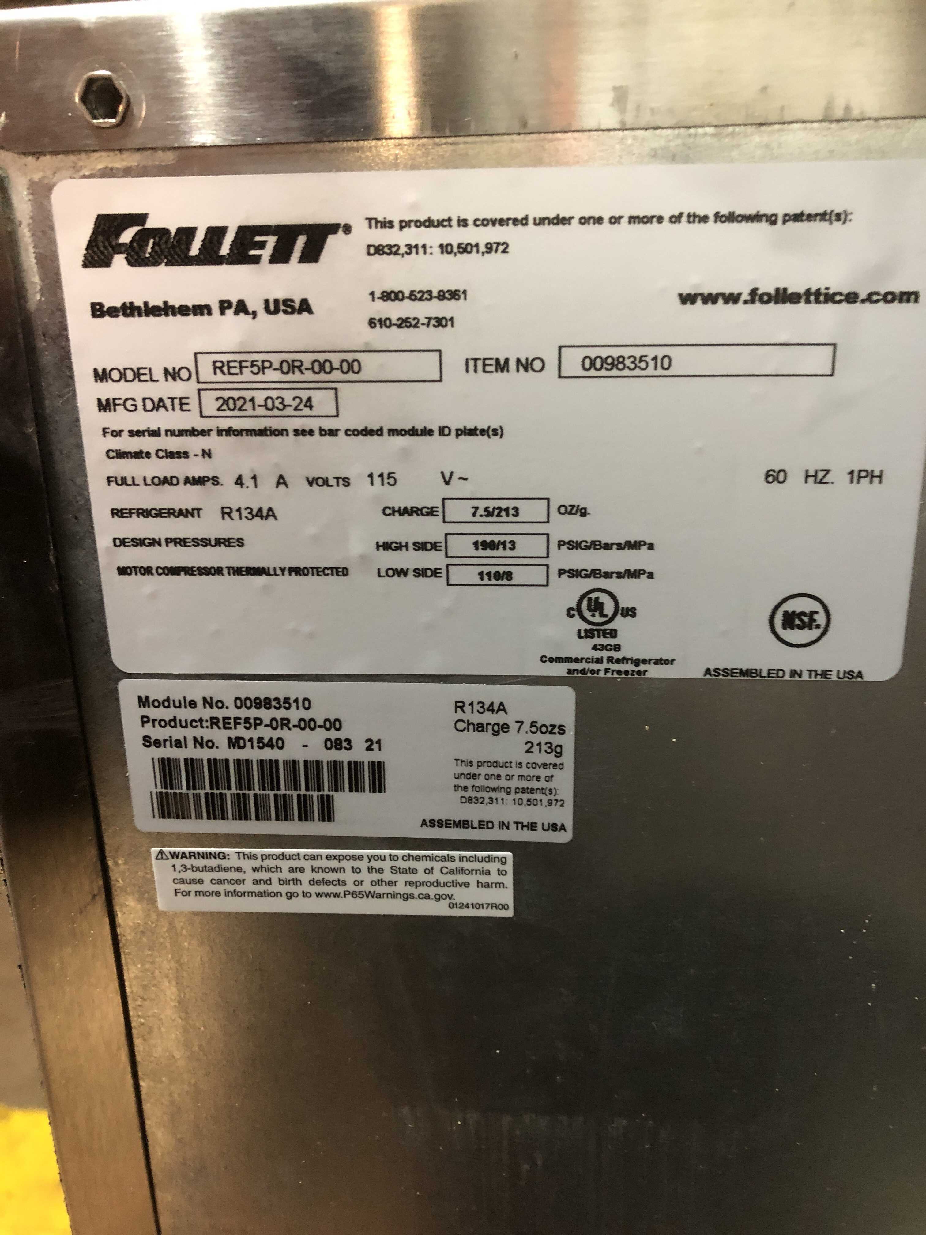 Follett REF5POR0000 Performance Plus Undercounter Lab medical